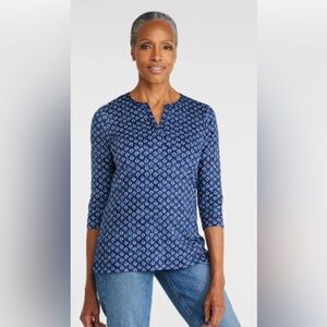 L.L. Bean Blue 3/4 Sleeve Top
